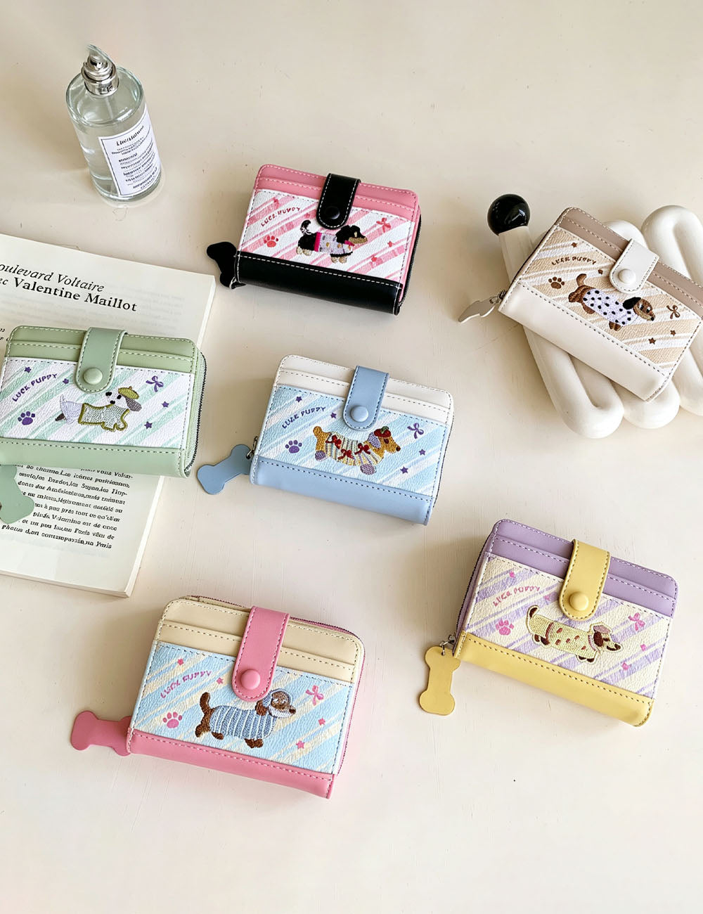 Chic Puppy Embroidery Bowknot Print Coin Purse 6S10BWB119