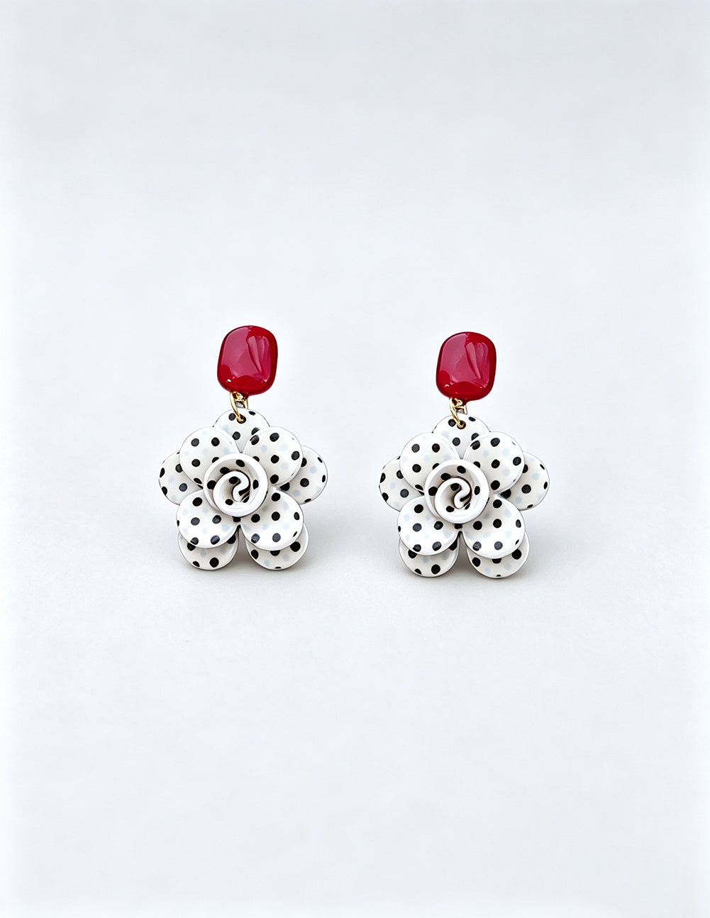 Elegant Polka Dot Flower Drop Dangle Earrings 6W6JER723