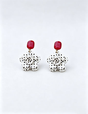 Elegant Polka Dot Flower Drop Dangle Earrings 6W6JER723