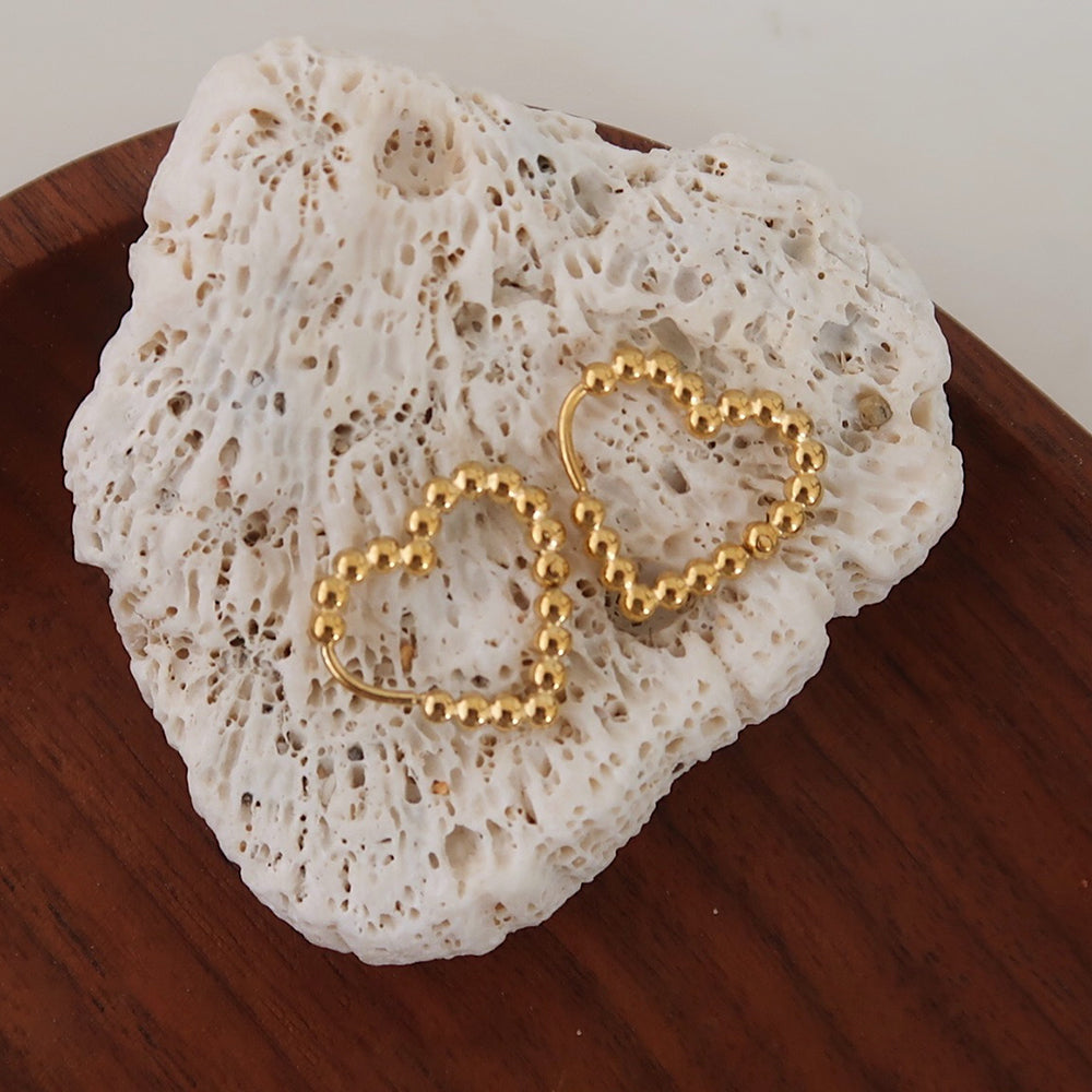Beaded Heart Hoop Earrings - DippedShop Wholesale - #2275