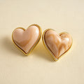 Vintage Enamel Heart Gold Plated Stud Earrings 6W6JER950