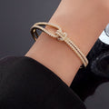 Stylish Gold Plated Splice Double Layer Bracelet 6W6JBR681