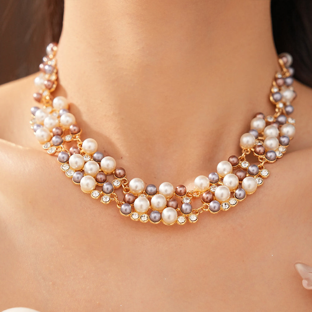Chic Rhinestone Pearl Hollow Chain Necklace 6W6JNC906