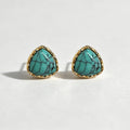 Bohemian Gold Plated Turquoise Stud Earrings 6W6JER712