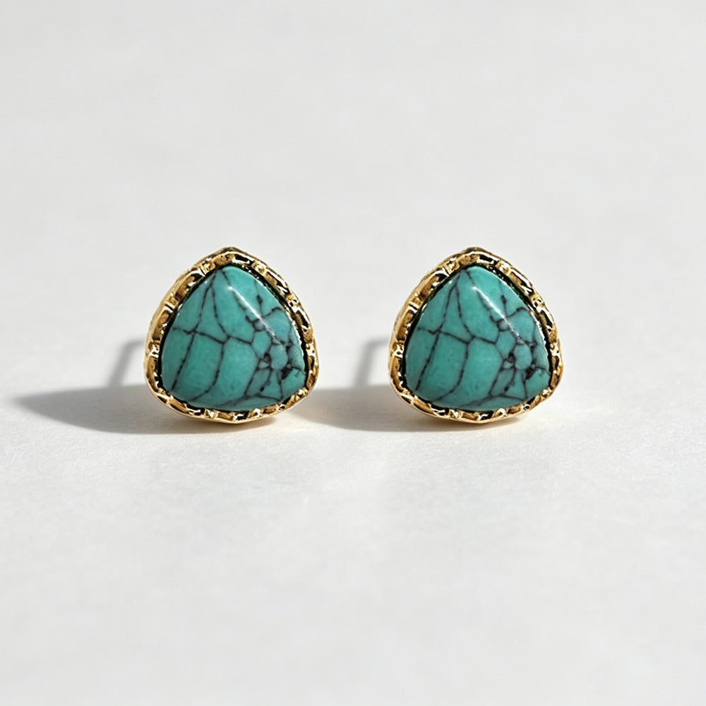 Bohemian Gold Plated Turquoise Stud Earrings 6W6JER712