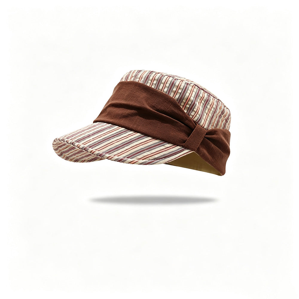 Striped Bow Foldable Wide Brim Hat 6W6HAT791