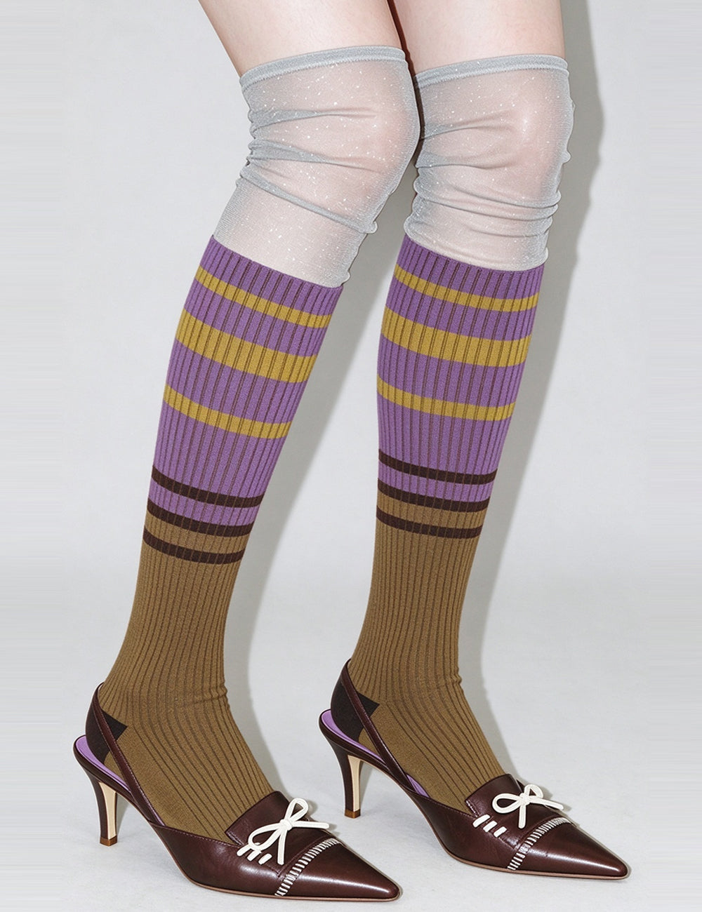 Striped Non-Slip Knit Stockings - DippedShop Wholesale - #7523