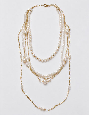 Multi-Layer Pearl Long Necklace - DippedShop Wholesale - #5155