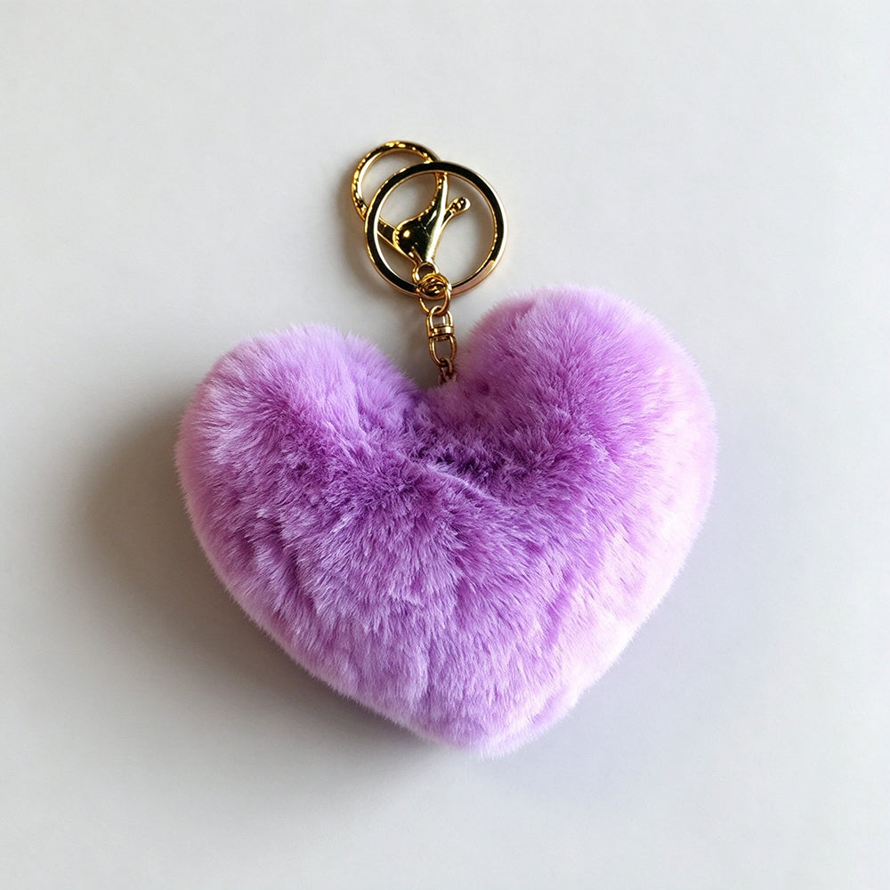 Faux Fur Heart Keychain - DippedShop Wholesale - #4595
