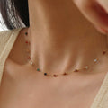 Boho Colorful Stone Bead Chain Necklace 6W6JNC1069