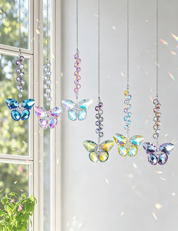 Sparkly Crystal Butterfly Bead Hanging Sunatcher 6H7HLS189