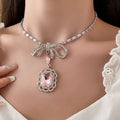 Elegant Rhinestones Pendant Bowknot Choker Necklace 6W6JNC915