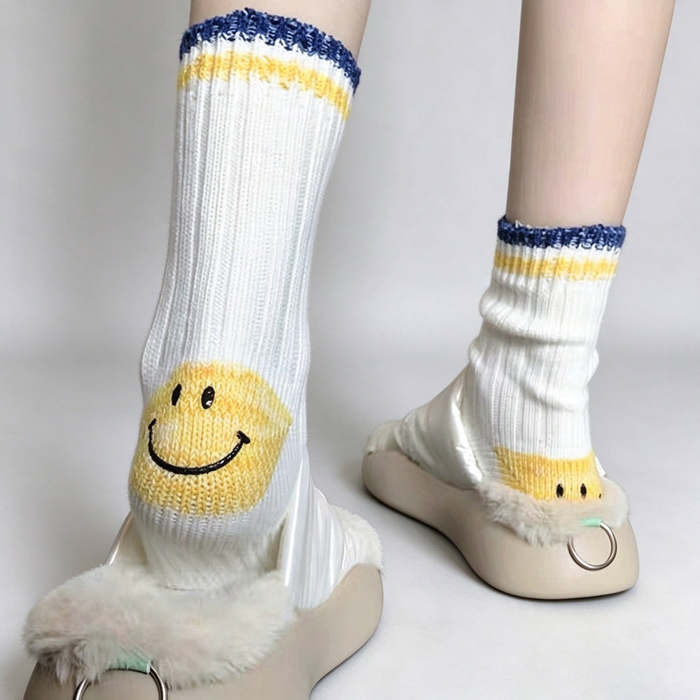 Cute Color Block Smiling Face Pattern Socks 6W8FSO1002