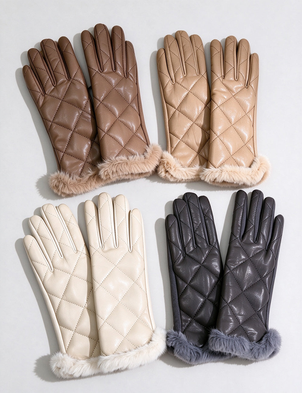 Plaid Faux Fur Cuff Gloves - DippedShop Wholesale - #9651