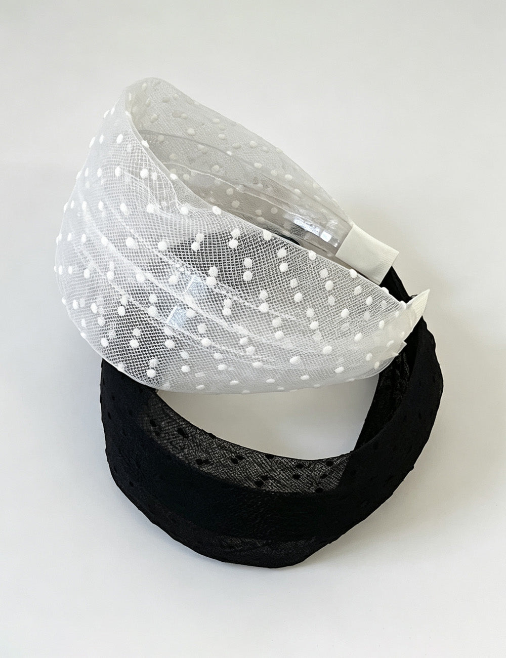 Elegant Polka Dots Lace Mesh Wide Headband 6W6HBD292