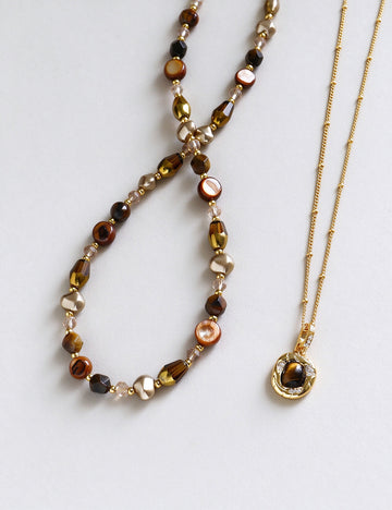 Tiger Eye Pendant Necklace - DippedShop Wholesale - #7363