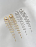 Minimalist Gold Plated Long Tassel Hoop Earrings 6W6JER731