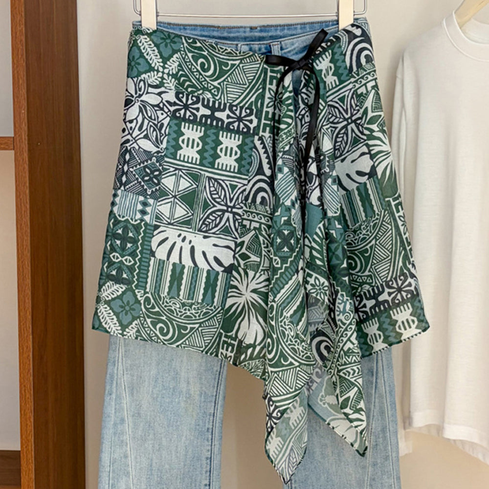 Boho Paisley Print Tie Waist Hip Scarf 6W6NSC232