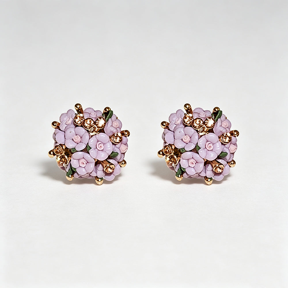 Elegant Rhinestone Flower Ball Stud Earrings 6W6JER761