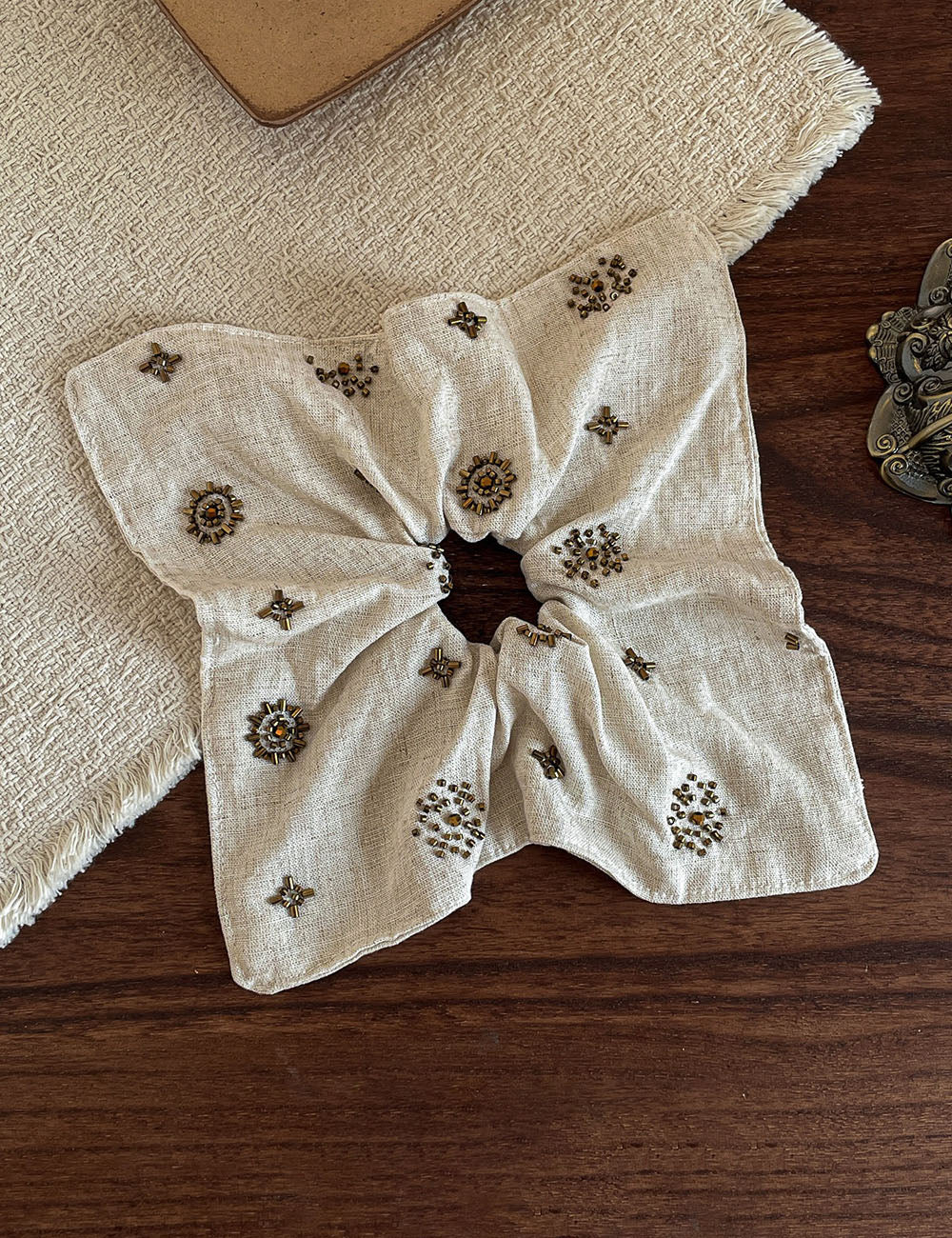 Linen Beaded Sequined Hair Scrunchies MK2BW6W6HSR38