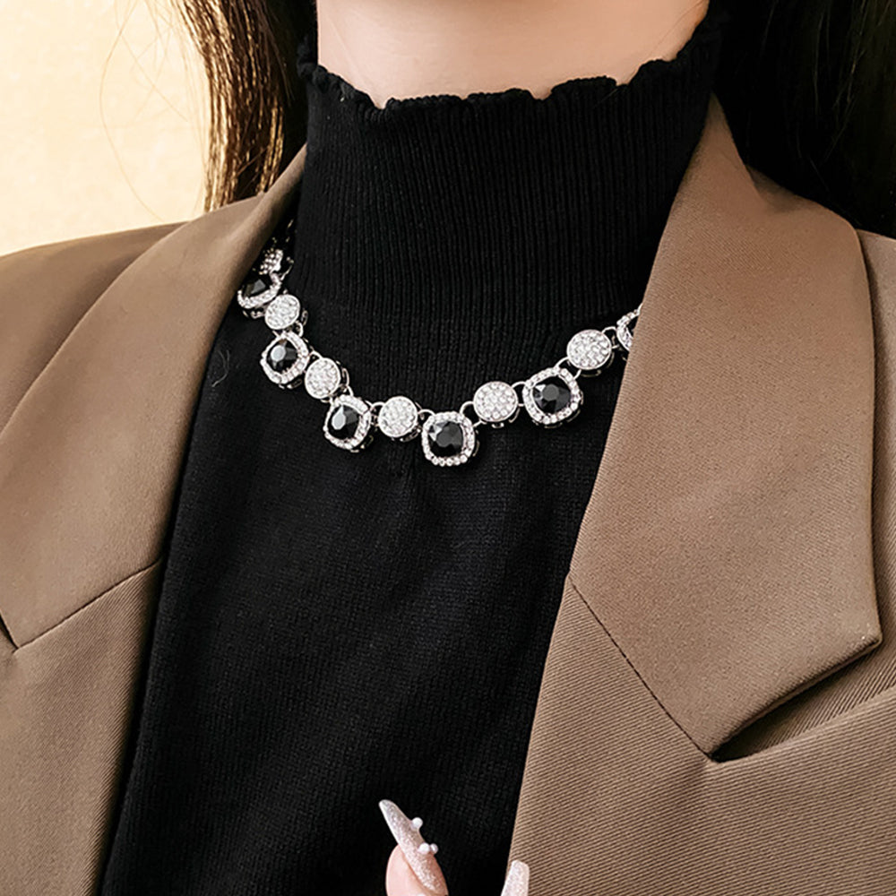 Stylish Rhinestones Geometry Shape Chain Necklace 6W6JNC900