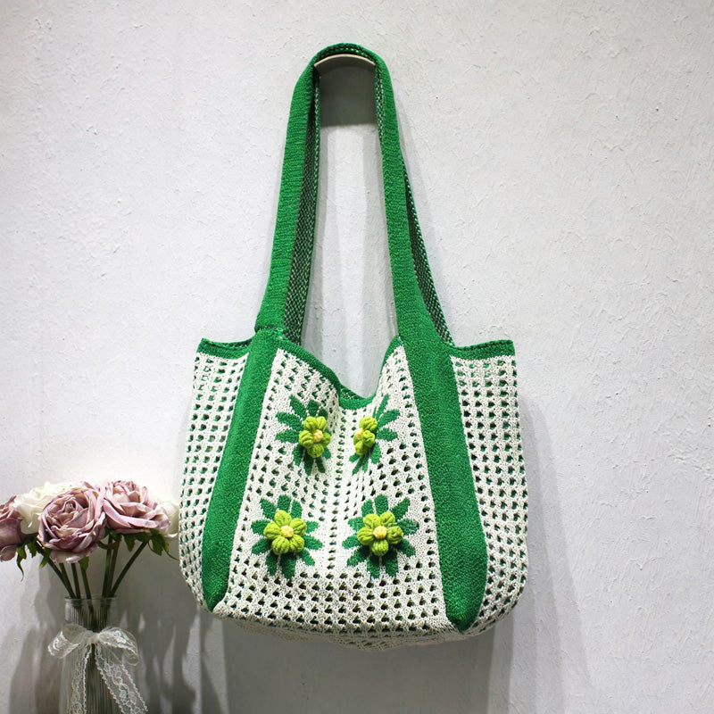 Casual Hand-Crochet Hollow Flower Tote Bag 6W10BBG1776