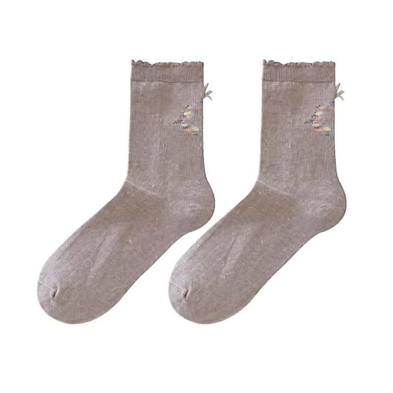 Floral Bowknot Crew Socks - DippedShop Wholesale - #3219