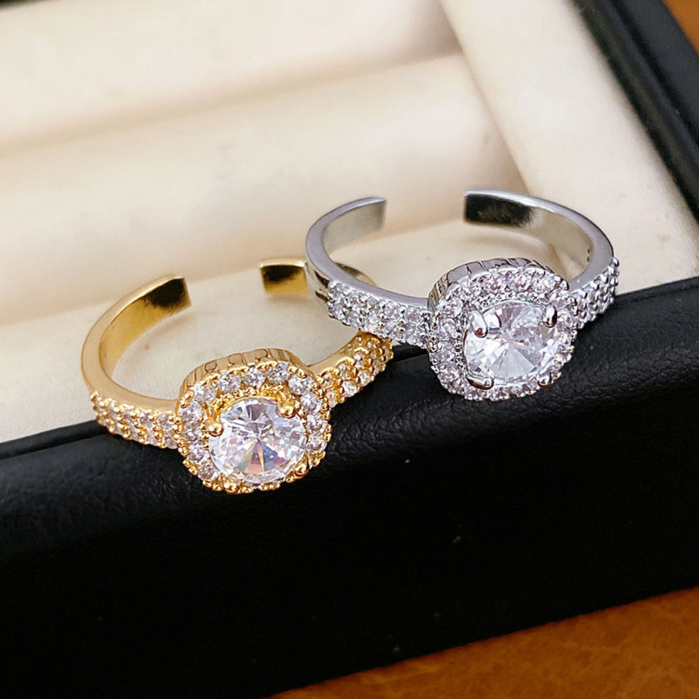Trendy Square Cubiz Zirconia Engagement Open Ring 6W6JRG370