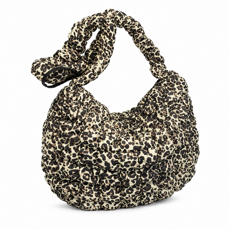 Vintage Leopard Print Ruched Puffer Cloud Bag 6W10BBG1803