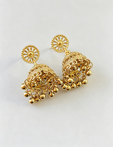 Bell Gold Dome Statement Drop Earrings 6W6JER794