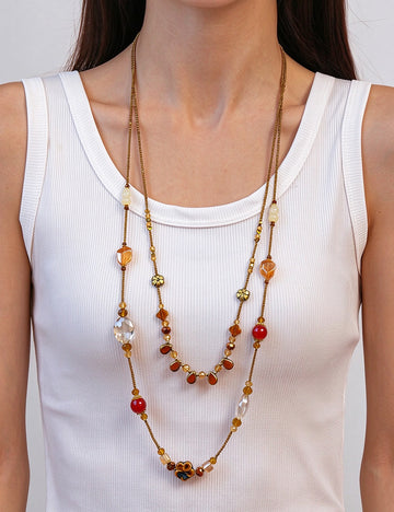 Double Layer Beaded Necklace - DippedShop Wholesale - #1299