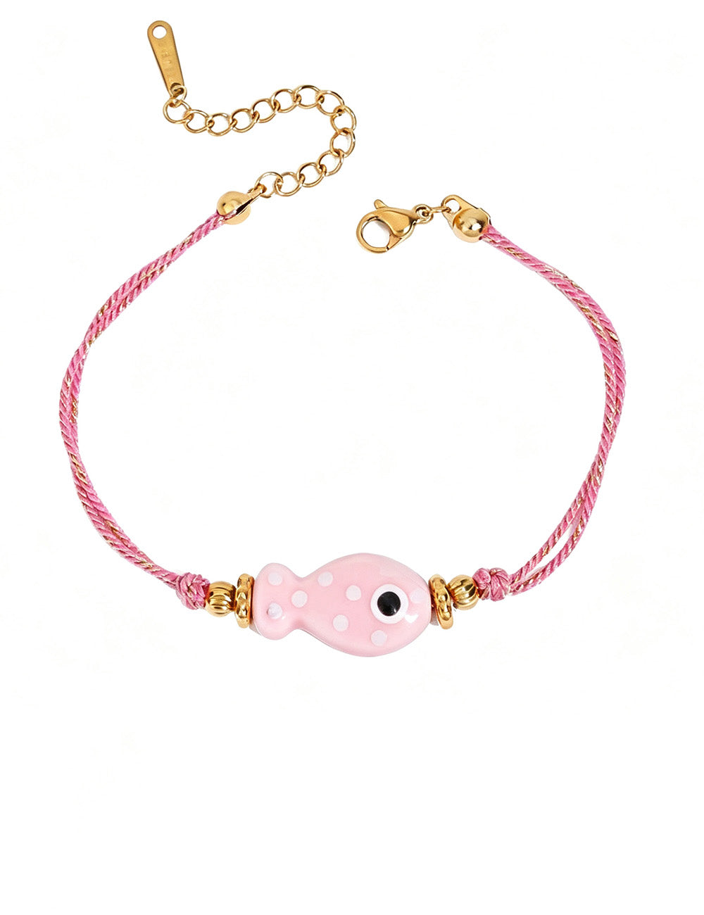 Cute Fish Pendant Rope Bradided Bracelet 6W6JBR354