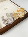 Exaggerated Gold Plated Hollow Wide Open Bracelet 6W6JBR696