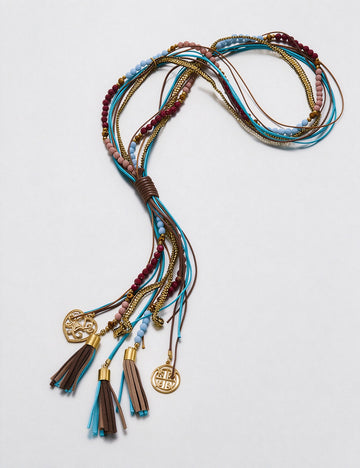 Boho Beaded Tassel Necklace - DippedShop Wholesale - #0147