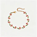 Cute Cherry Rhinestone Gold Plated Chain Bracelet 6W6JBR516