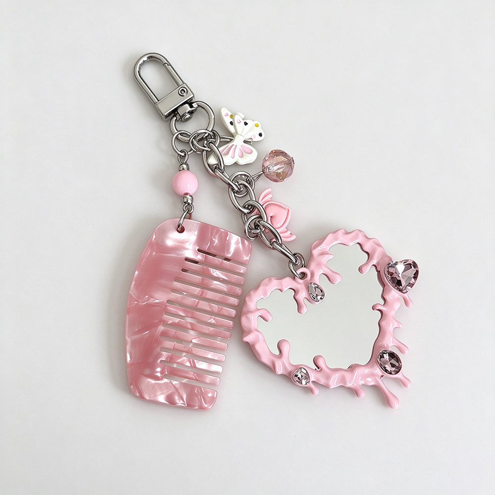 Heart Mirror Bag Charm - DippedShop Wholesale - #8563