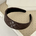 Minimalist Solid Color Plaid PU Wide Headband 6W6HBD311