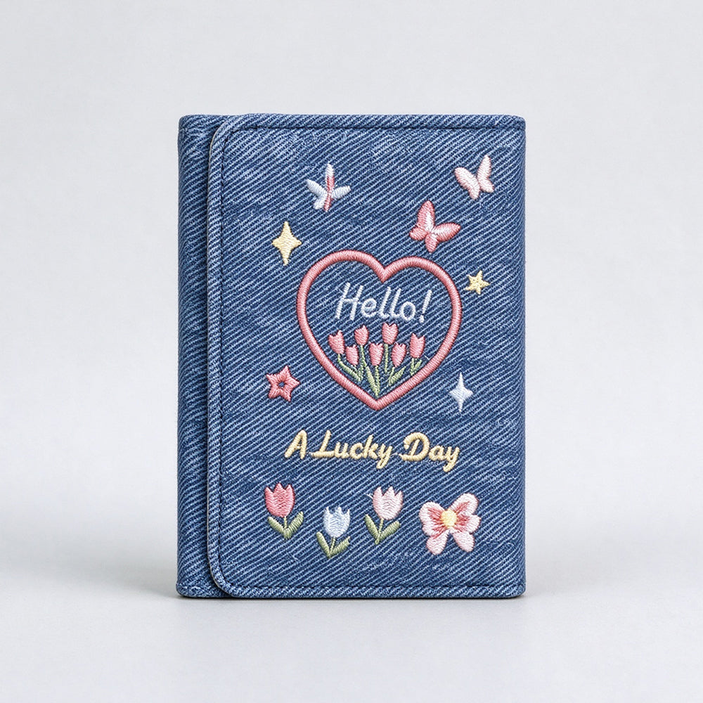 Butterfly Embroidery Trifold Wallet - DippedShop Wholesale - #2131