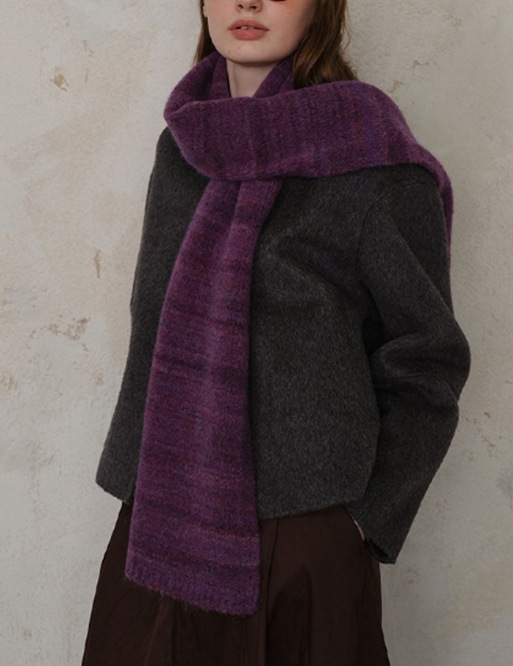 Vintage Gradient Knit Wool Blend Scarf 6W6NSW299