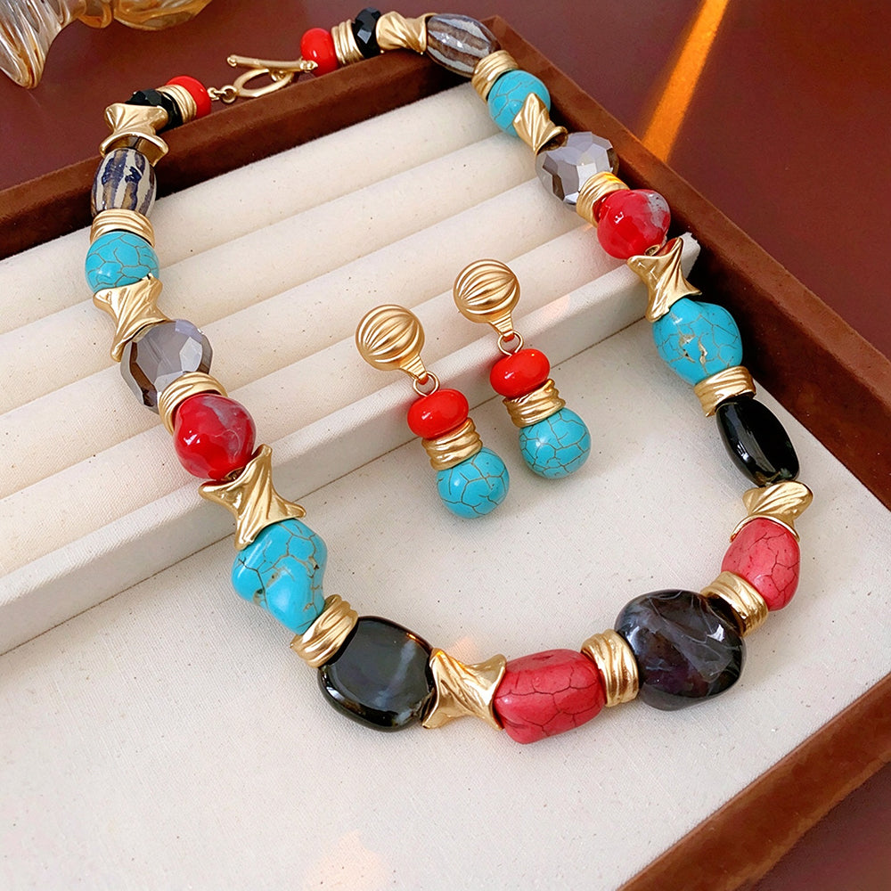 Boho Style Irregular Geometry Stones Choker Necklace 6W6JNC950