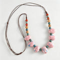 Multi-Color Irregular Beaded Braided Necklace 6W6JNC422