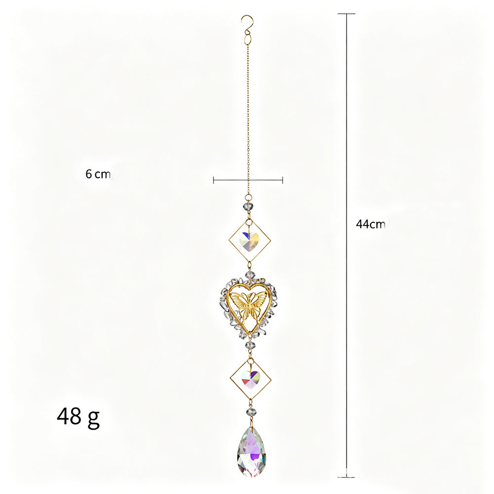 Crystal Stone Wrapped Heart Butterfly Hanging Suncatcher 6H7HLS213