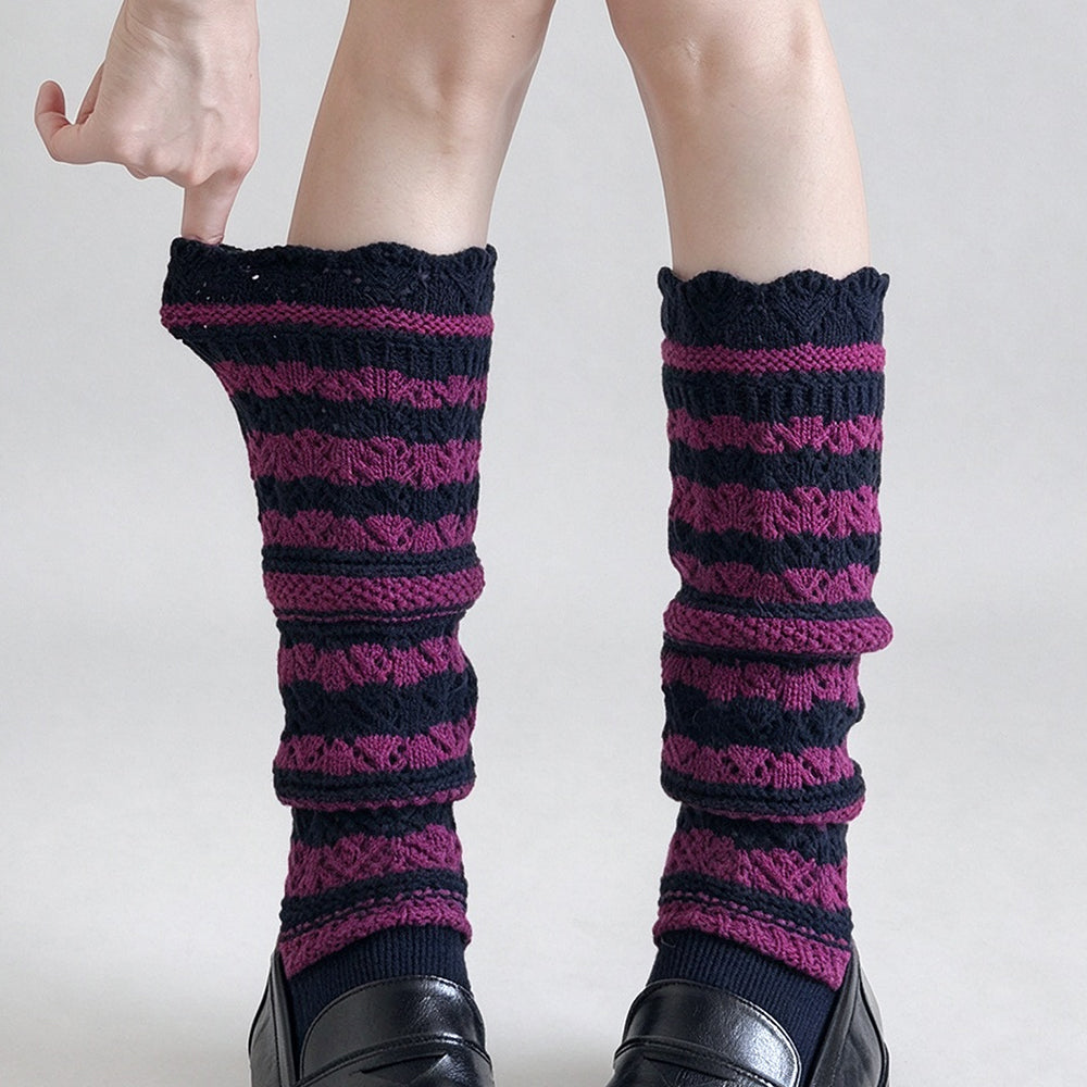 Striped Slouchy Mid-Calf Socks - DippedShop Wholesale - #0851