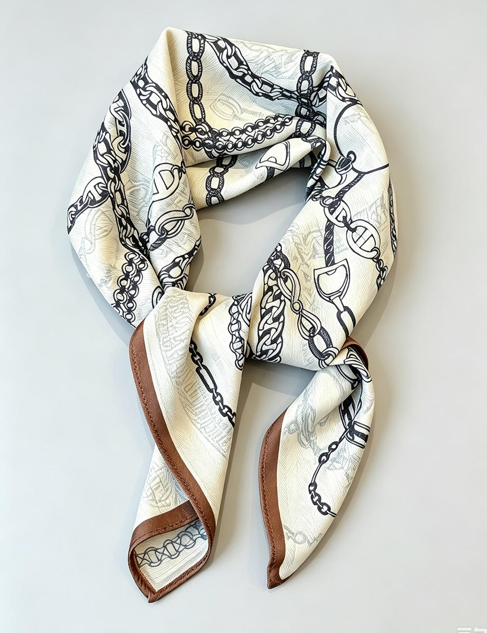 Retro Abstract Chain Print Soft Silk Scarf MK2BLW6W6NSI38