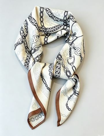 Retro Abstract Chain Print Soft Silk Scarf MK2BLW6W6NSI38