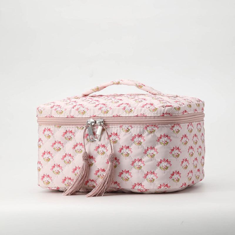Stylish Floral Print Quilt Shell Cosmetic Bag 6S5CO124