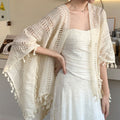Boho Ccrochet Hollow Out Tassel Shawl Wrap 6W6NSC50