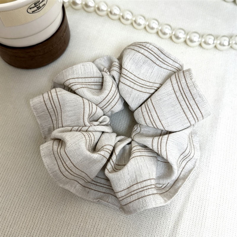 Simple Solid Color Striped Ruffled Scrunchies 6W6HSR375