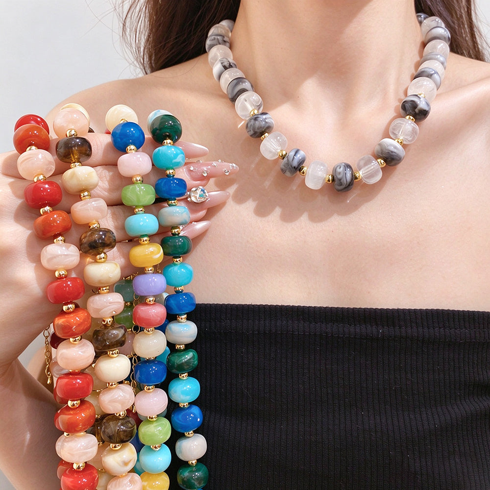 Resin Bead Choker Necklace - DippedShop Wholesale - #9779