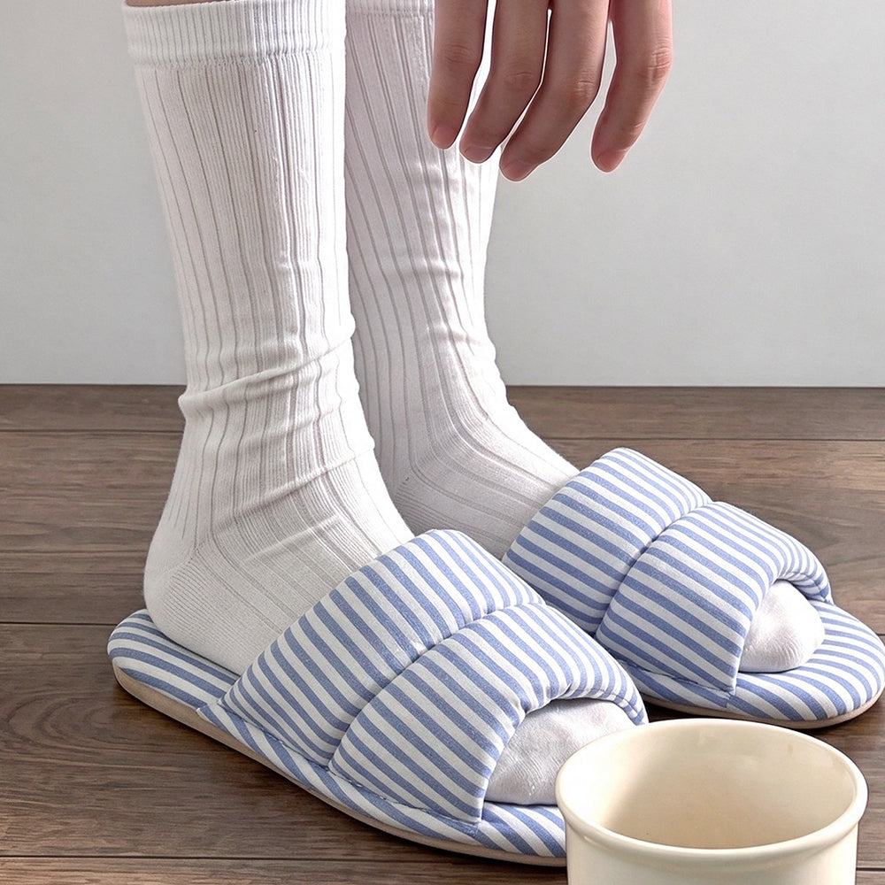 Trendy Color Block Striped Non-Slip Indoor Slippers 6W8FSP288